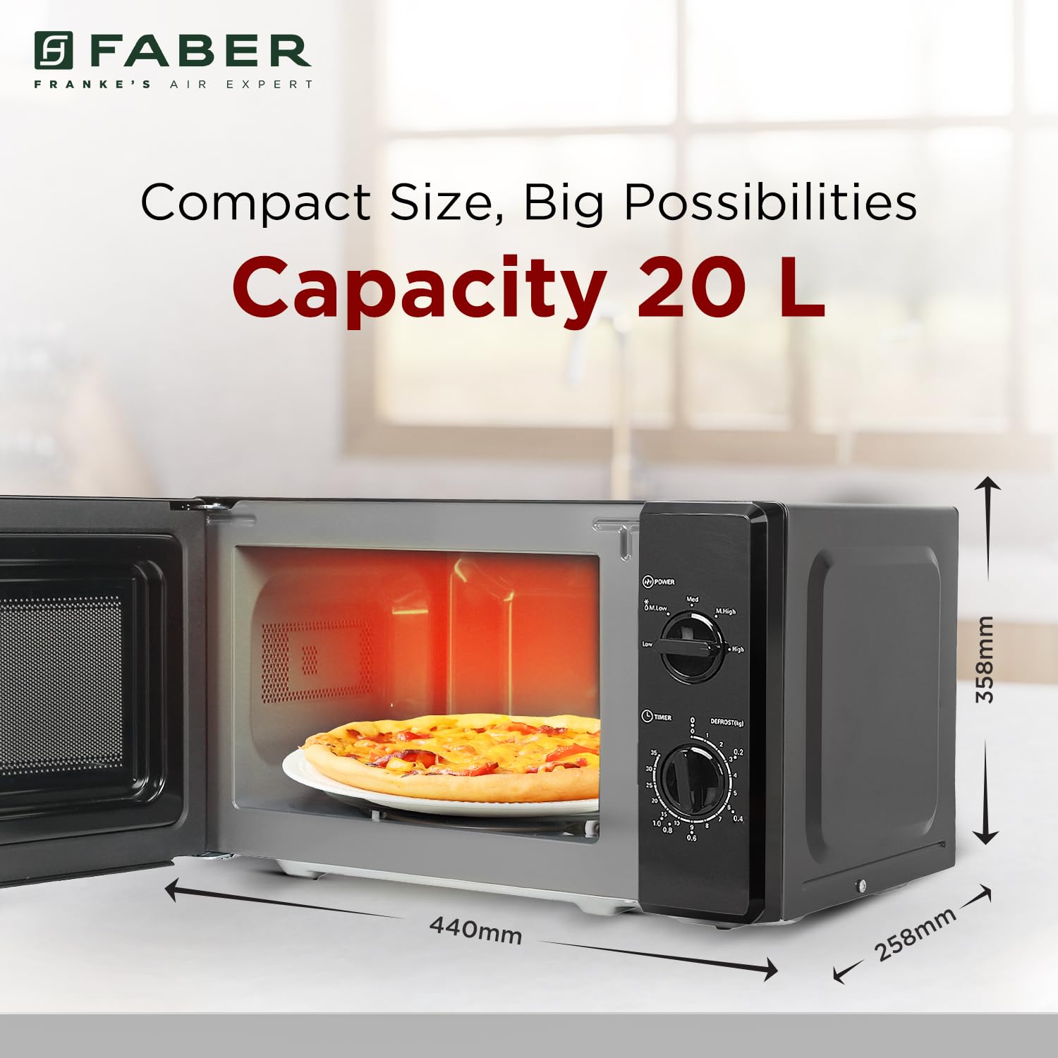 Faber Instacook20_S Standalone 20L Microwave Oven |700W|6 Auto Cook Menu | Knob Control | Reheat & Defrost | Glass Turntable | Child Safety Lock | Easy Clean Coating|Power Level 5|2 Yrs Warranty|Black 23 71puTBotp4L. SL1500