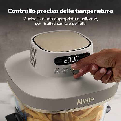 Ninja CRISPi PRO XL Glass Air Fryer (Air Fryer) - 5 Preset Preparation Functions - Includes CleanCrisp Glass Container (5.7L & 2.3L) and Storage Lid - White AS090EUWH - 4