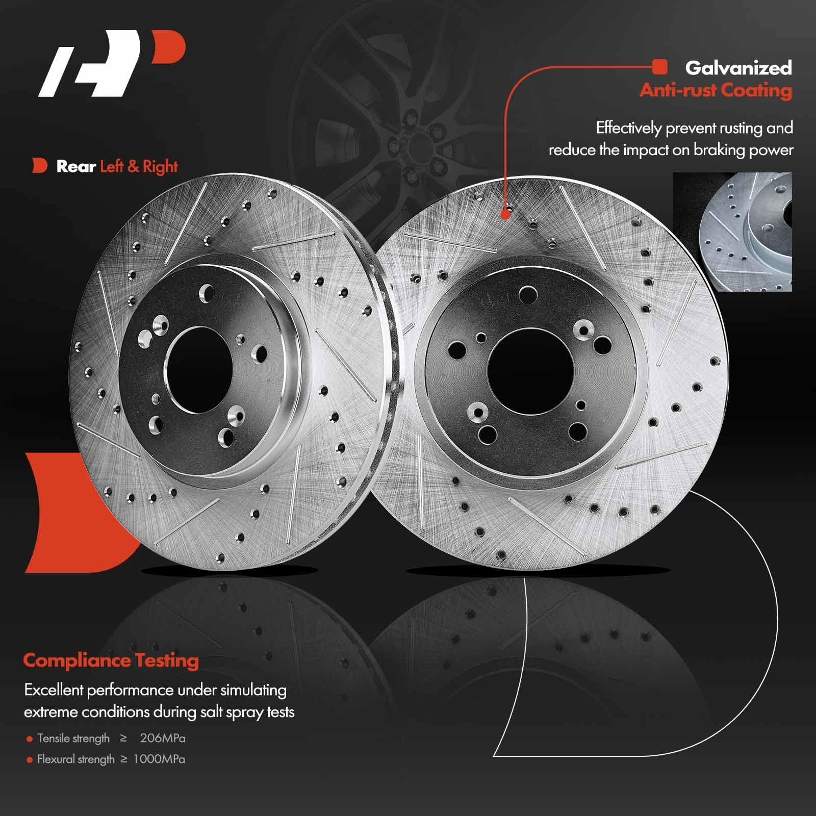 APremium 11.81 inch(300 mm) Front Disc Brake Rotors + Ceramic Pads Kit