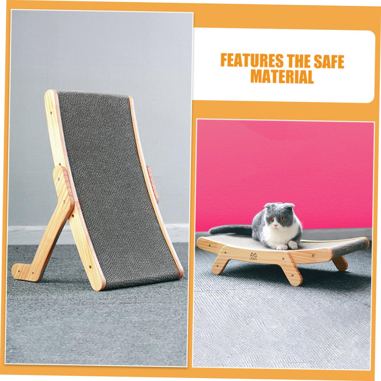 Rascador de Gatos de Madera y Cartón Ondulado, Reducir Comportamiento Destructivo, Juguete para Gatitos