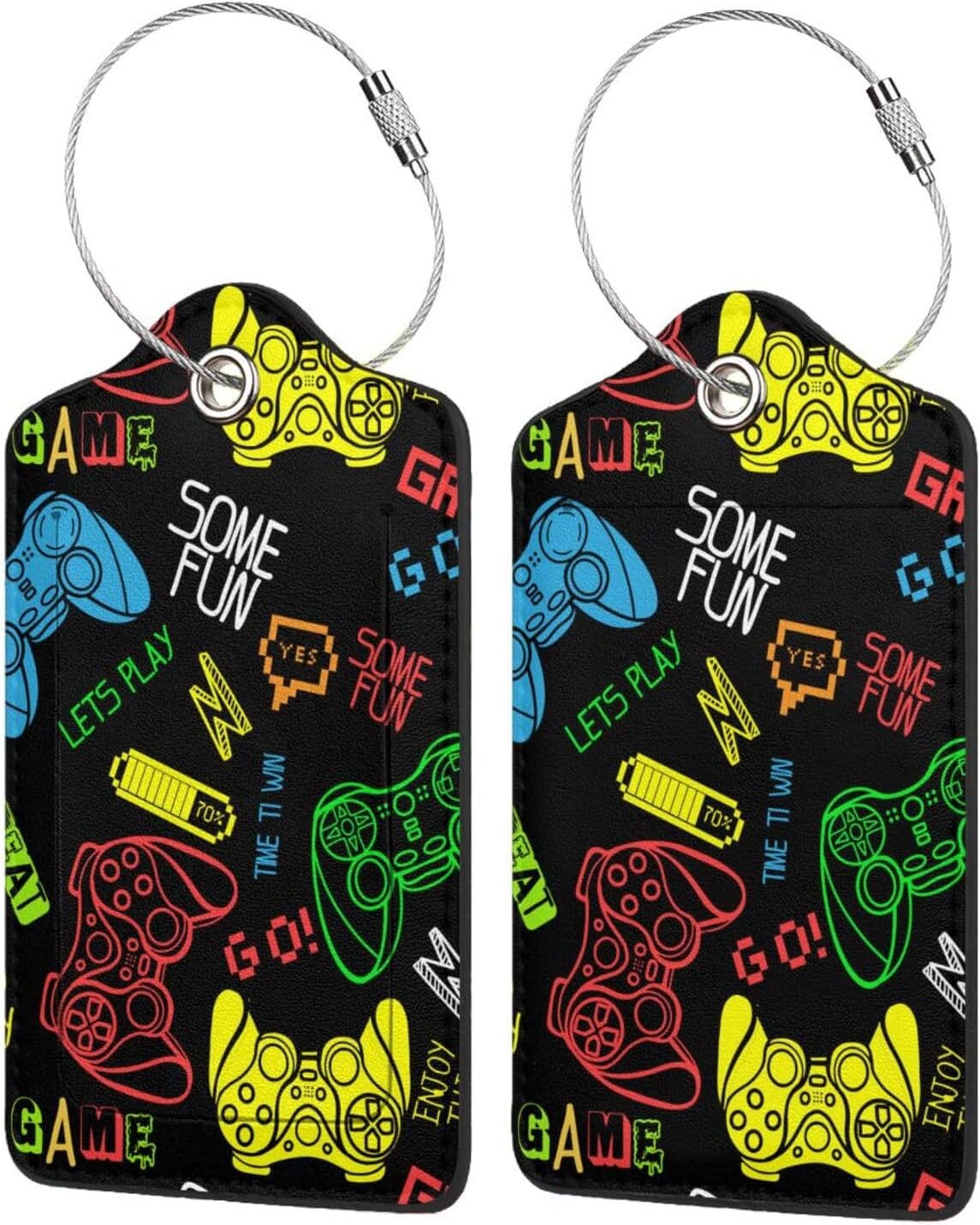 2 Pcs Gamepad Luggage Tags for Suitcase, Funny Game Gamer Gifts for Players Fan, Travel Birthday Gift for Boy Girl Kids Men Women