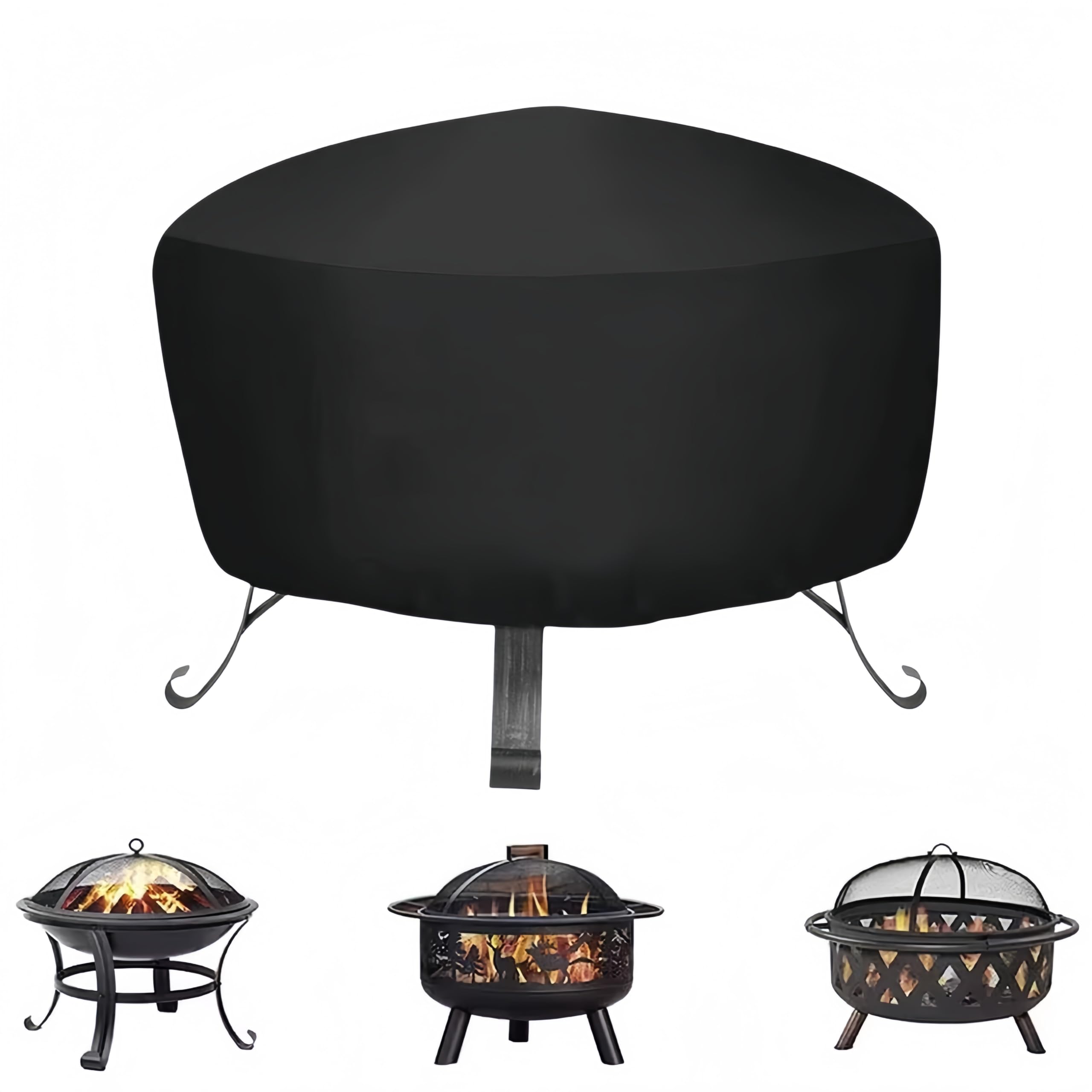 Guangyu Housse de Protection pour Braséro Rond, Imperméable, Noir, PVC, Couvre-Feu, Jardin Patio Extérieur (80*80*65cm)