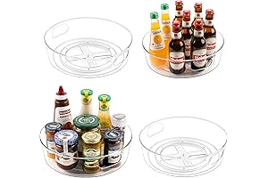 Upgraded 4-Pack 11.5" Clear Lazy Susan Turntable Organizer for Kitchen Cabinets