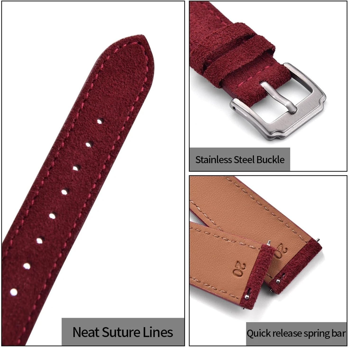FYXT Vintage Soft Suede Leather Watch Strap Band Quick Release 18mm 19mm 20mm 22mm Replacement Wristband Accessories
