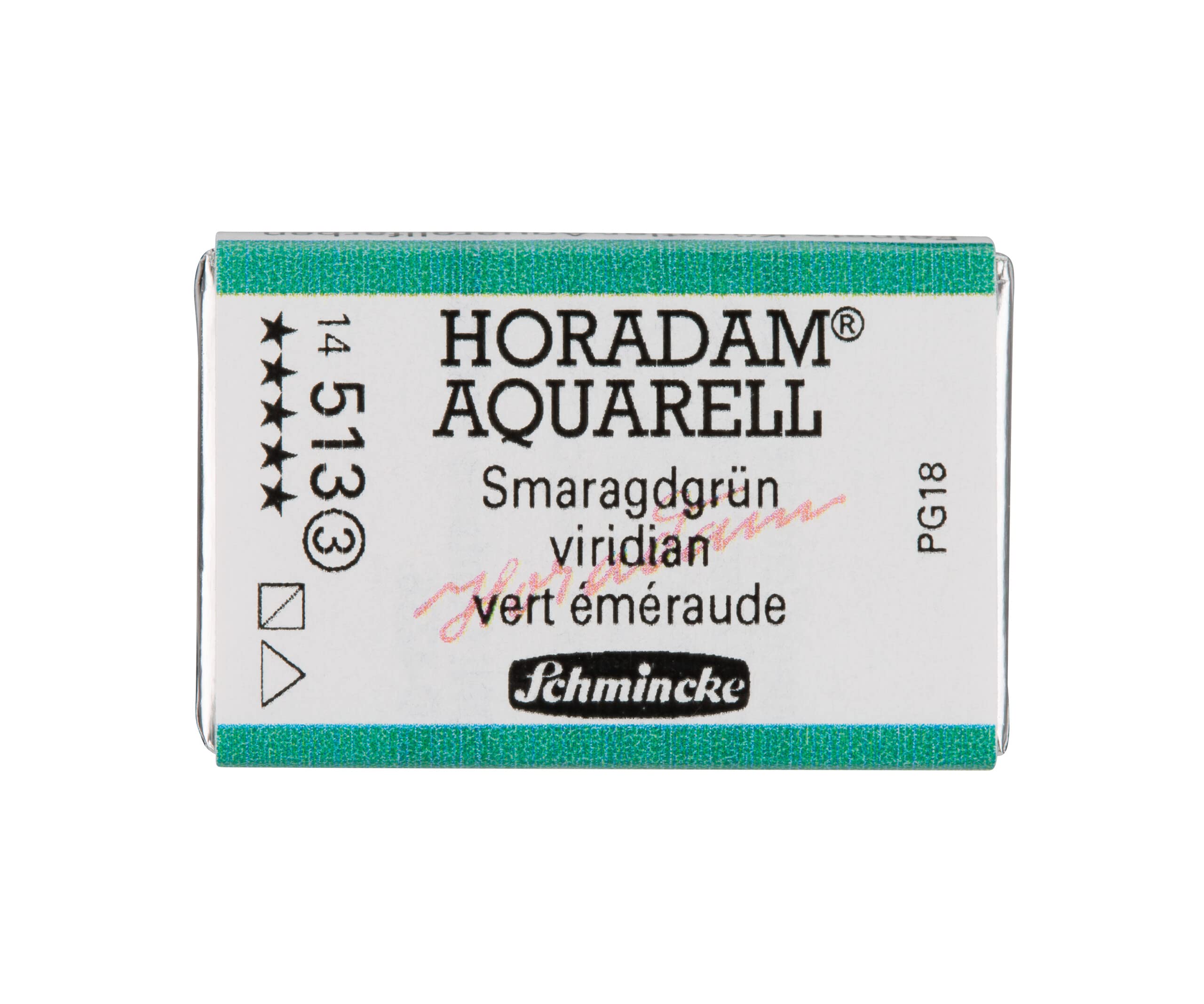 Schmincke - HORADAM® AQUARELL - finest artists' watercolours, 513 Emerald green, 14 513 043, 1/1 pan — image 1