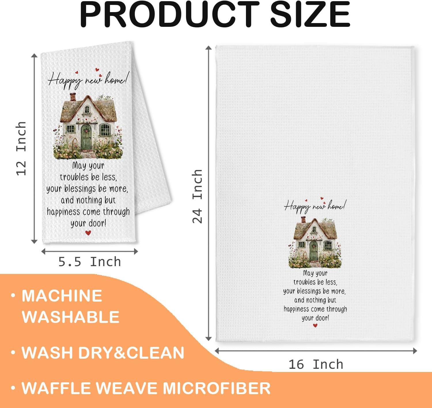 House Warming Gifts New Home Kitchen Towels, Housewarming Gifts for Women, New Homeowner Gift Decorative Dish Tea Hand Towels for Kitchen Bathroom, 16x24 Inch - Image 6