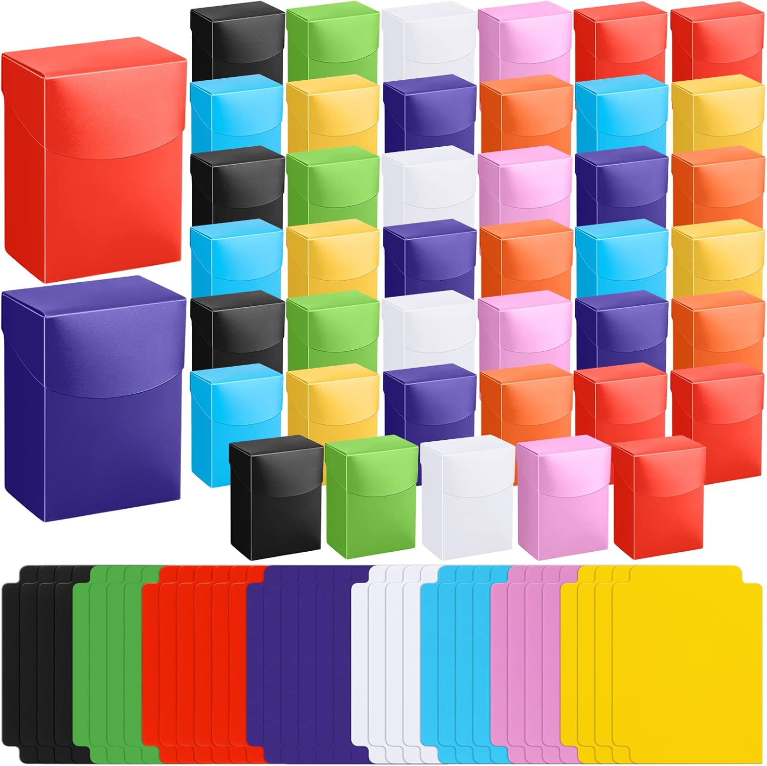 Jerify 80 Pcs Deck Cards Boxes with Dividers, 40 Trading Card Storage Box and 40 Dividers, Plastic Deck Cases Storage Organizer Carrying Case for Games Play Pieces Sports Basketball Football Baseball