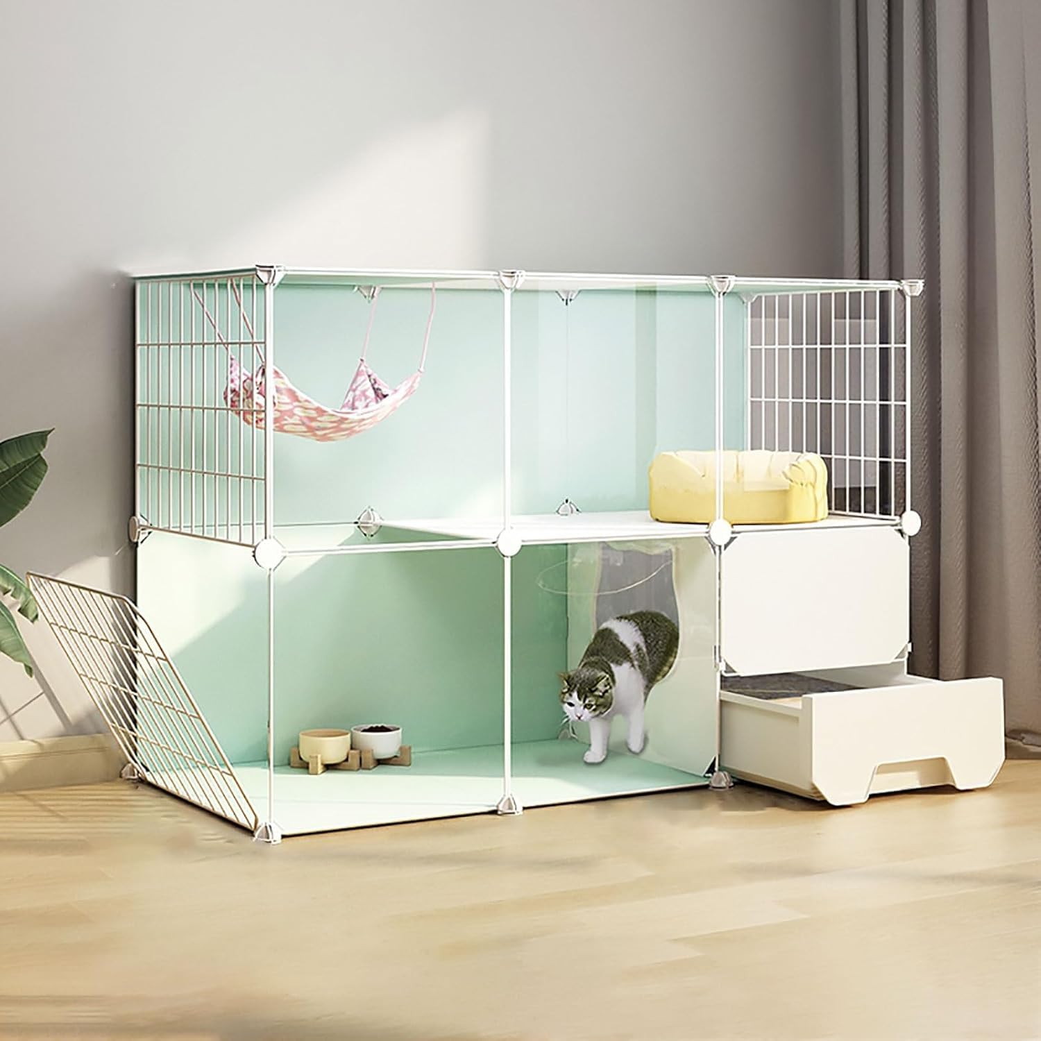 Corralito desmontable para gatos con diseño modular y jaula versátil para animales pequeños