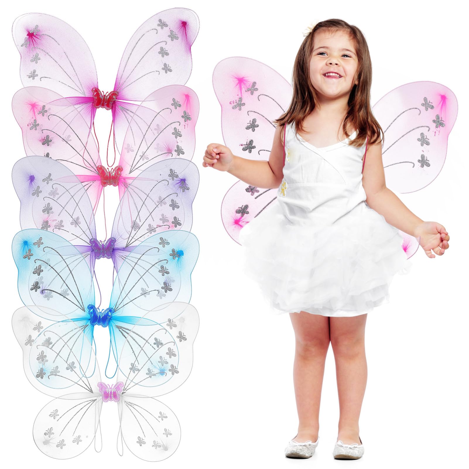 TOYANDONA 5pcs Boy Girl's Performance Wings Butterfly Fairy Wings for Girls Boy Girl-Boys and Girls Costume Accessories for Halloween Birthday Cosplay Party Favor Multi