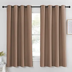 NICETOWN Blackout Curtains 63 inches Length - (Cappuccino Color) Thermal Insulated Room Darkening Drape for Villa/Apartment/Rental Room, 52 inches Wide by 63 inches Long, 1 Piece