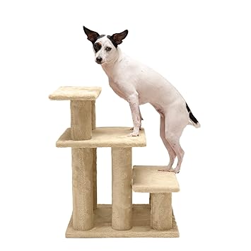 Furhaven Pet Steady Paws 3 Step Pet Stairs, Cream
