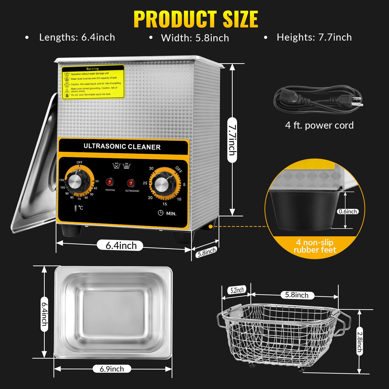 VELPAX 2L Ultraschallreinigungsgerät, Professioneller Edelstahl Ultraschallreiniger mit Heizung Timer ultraschallreiniger für brille Brillen Gläser Ultrasonic Cleaner Zahnprothesen Schmuck