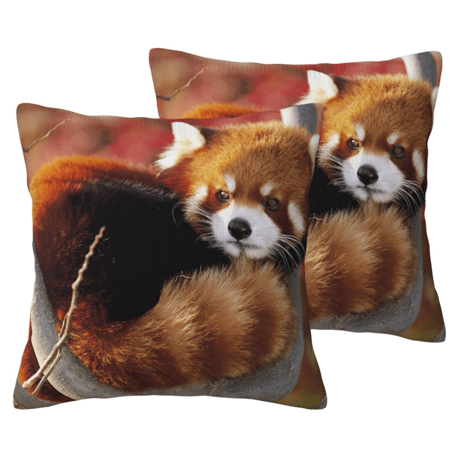 Housse de coussin panda rouge en lin lavable pour protéger vos oreillers