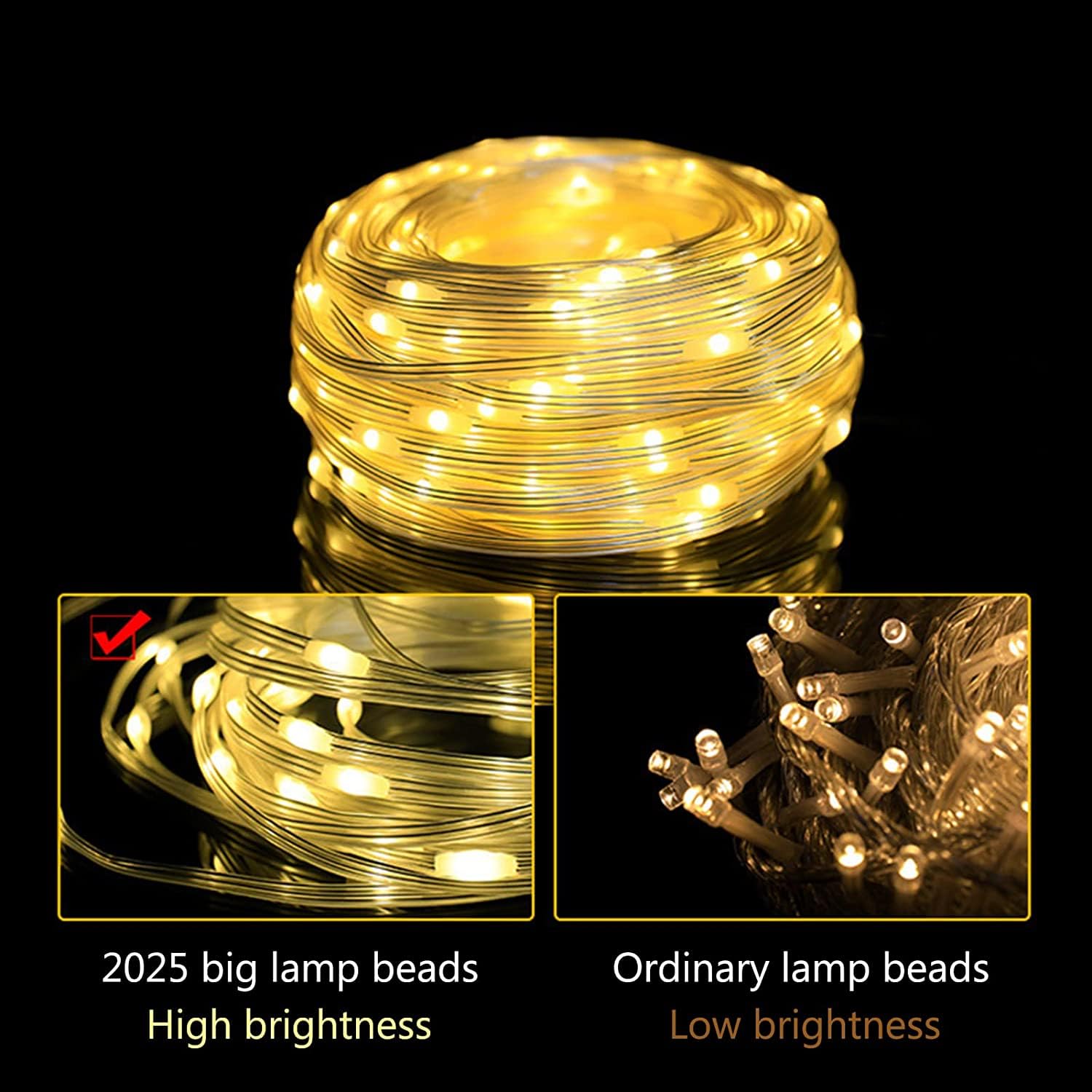 fizzytech Copper Wire Fairy String Lights, 20 Meter Point Control Lights with 8 Flash Modes for Diwali, Christmas, Wedding, Window, Garden & Home Decoration - Warm White, 200 LED