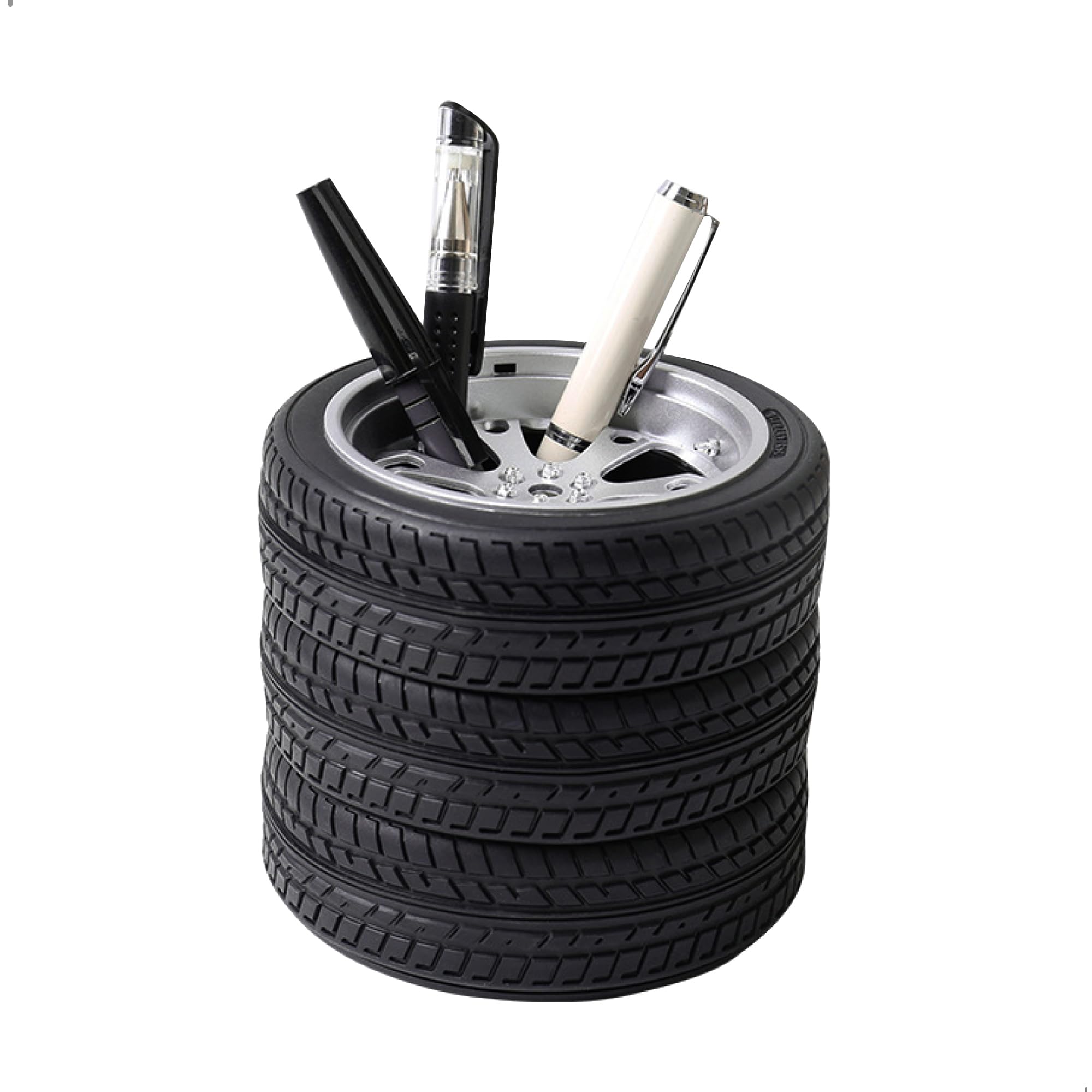 Portapenne per Cancelleria, Portapenna da Scrivania, Portamatite Ufficio, Creativo Forma del pneumatico Portamatite per Scrivania, Forniture Ufficio, Porta Pennelli da Trucco, Ornamenti per auto