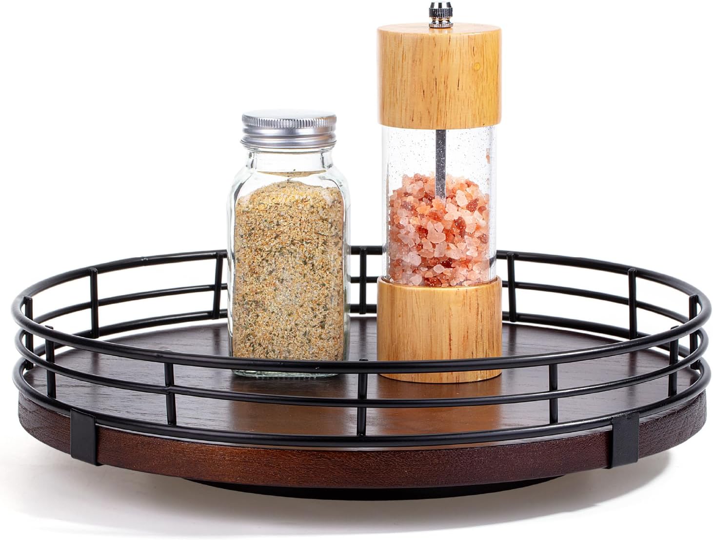 BAMBOO LAND- Lazy Susan Turntable Organizer, 12", Dark Mahogany Lazy Susan for Table Top, Wooden Dark Mahogany 12"