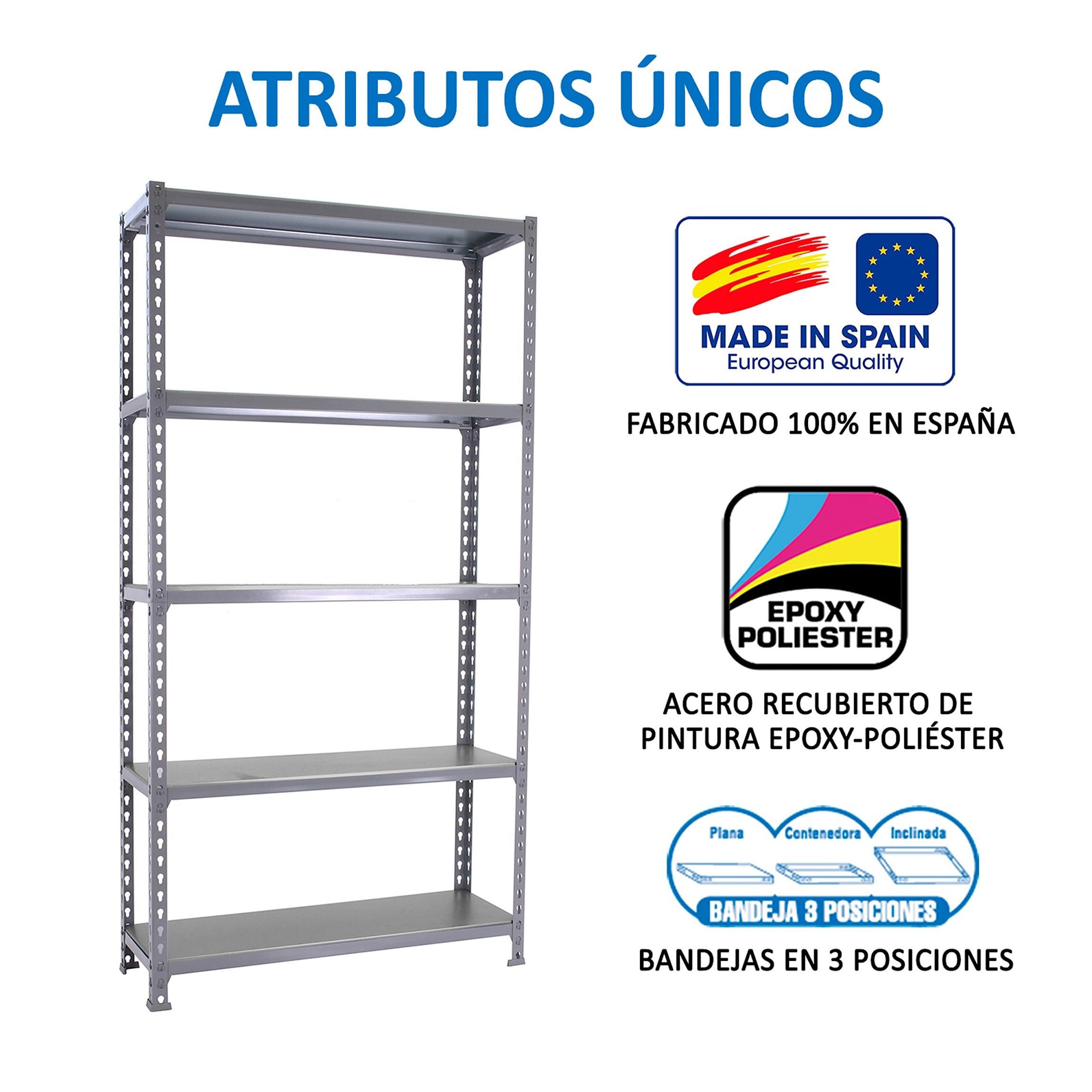 Simon Rack Estantería Metálica 2000x1200x400 mm - Simonclick | 5 Alturas, Bandeja Metal, 200 kg de Punto Flexión, Gris, Pintura anticorrosión, Montaje sistema clic