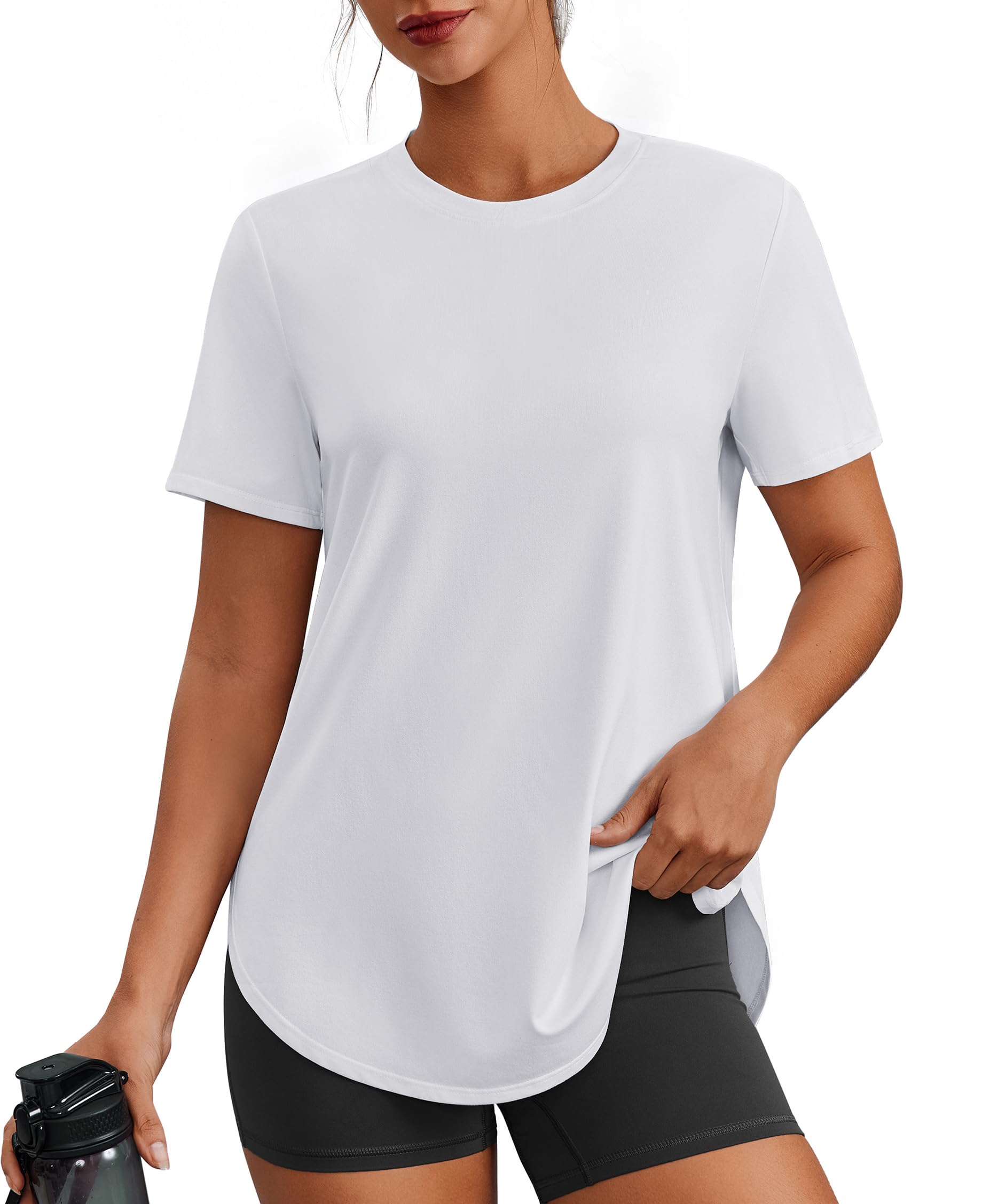 Workout Tops for Women UPF 50+ Hip Length Athletic Shirts S-3XL