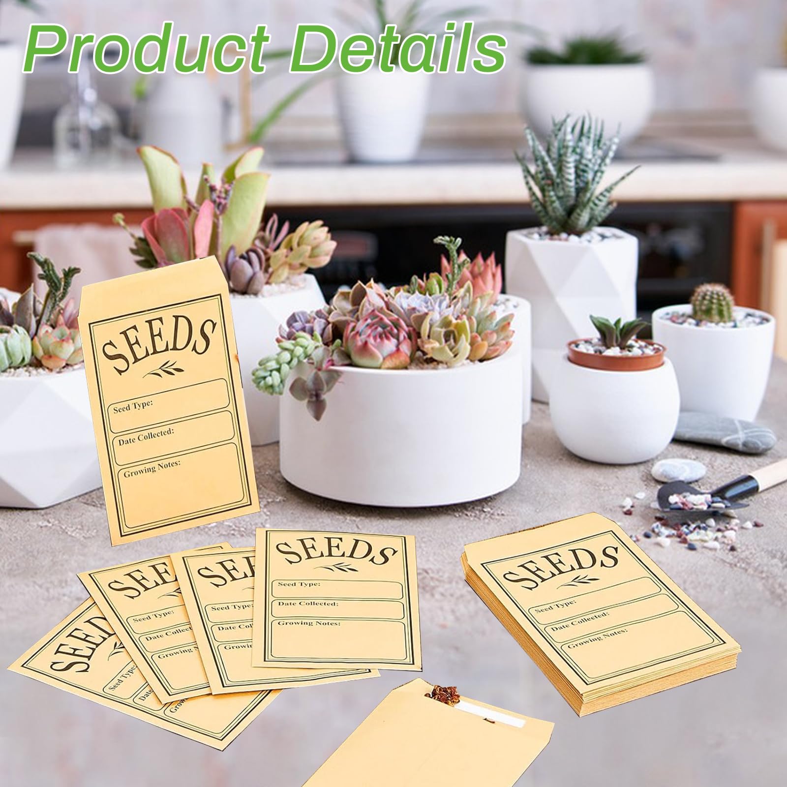 WACCOMT Pack 100 Pcs Kleine Bruine Hersluitbare Kraft Papier Zaad Pakketten met Duidelijke Venster Munt Envelopen Zakken Ritssluiting voor Zaad Bloem