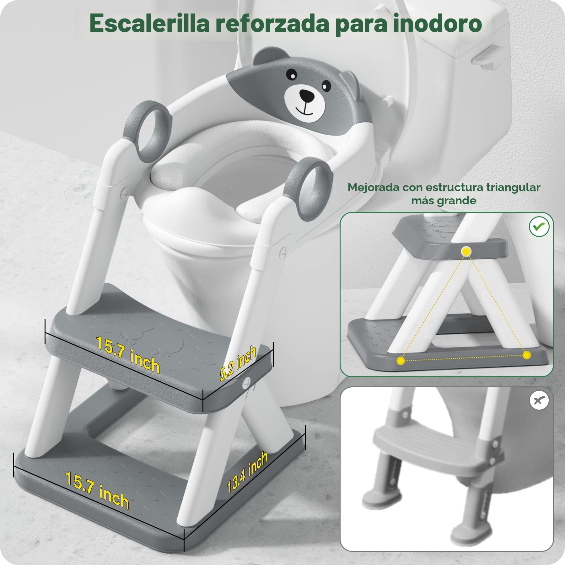Adaptador Wc Niños, Plegable Portatil Infantil Asiento Inodoro, Inodoro de Entrenamiento 2 en 1 para Niños, Cojín Antideslizante y Antisalpicaduras, Taburete de Escalera