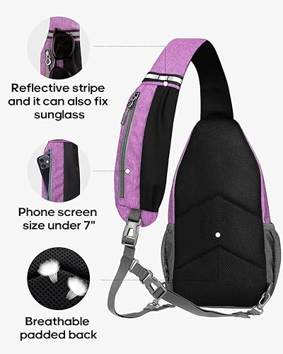 Miniatura 4 de WATERFLY Mochila bandolera bandolera bolsa de viaje senderismo bolsa de pecho mochila, Púrpura (nuevo estilo)
