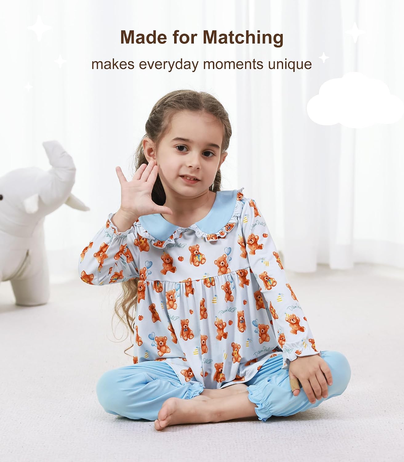 Toddler Girls' Clothes-Viscose from Bamboo, Long Sleeve Ruffle Top with Pant Sets for Kids 2Pcs Fall Outfits 2T-6Y