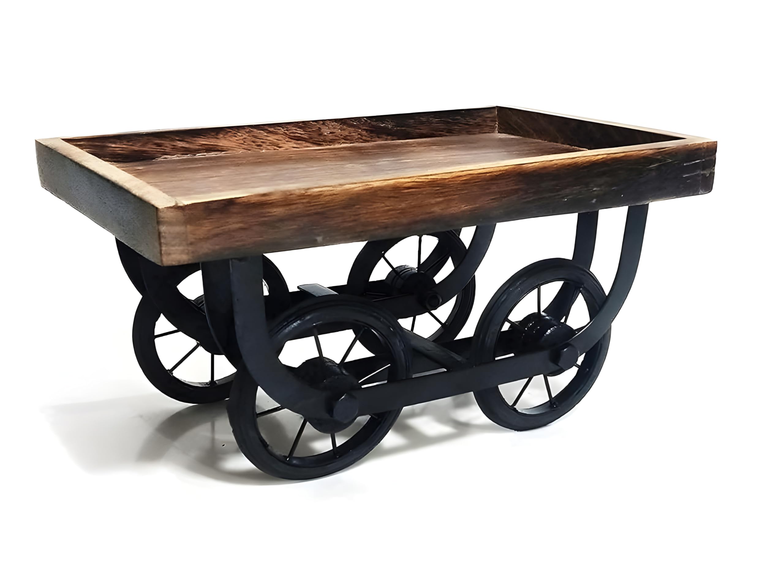 Doon Wooden Thela Trolley Tray – Handcrafted Wooden Serving Tray with Wheels | Thela Serving Cart for Dining Table, Snacks & Beverages | Serving Platter for Parties & Gatherings | Home Décor Accent-image-35