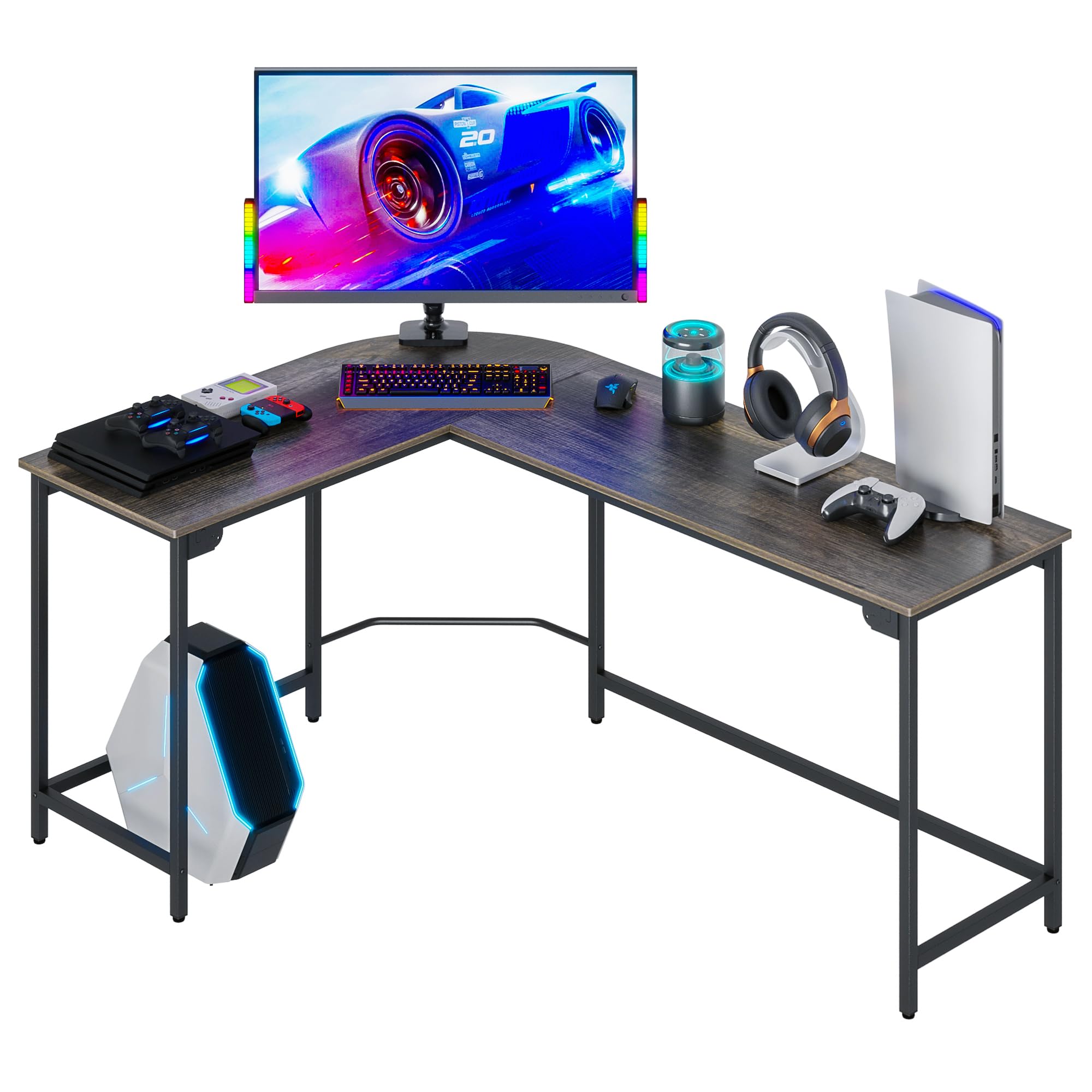 Modern L Shaped Gaming Desk 58'' Corner Computer Desk for Home Office Gaming Table Study Writing Workstation for Small Space, Easy to Assemble
