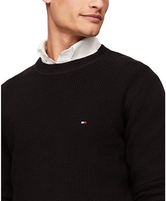 Tommy Hilfiger Men's Textured Waffle Knit Crewneck Sweater Lightweight Pullover, Available in Big & Tall
