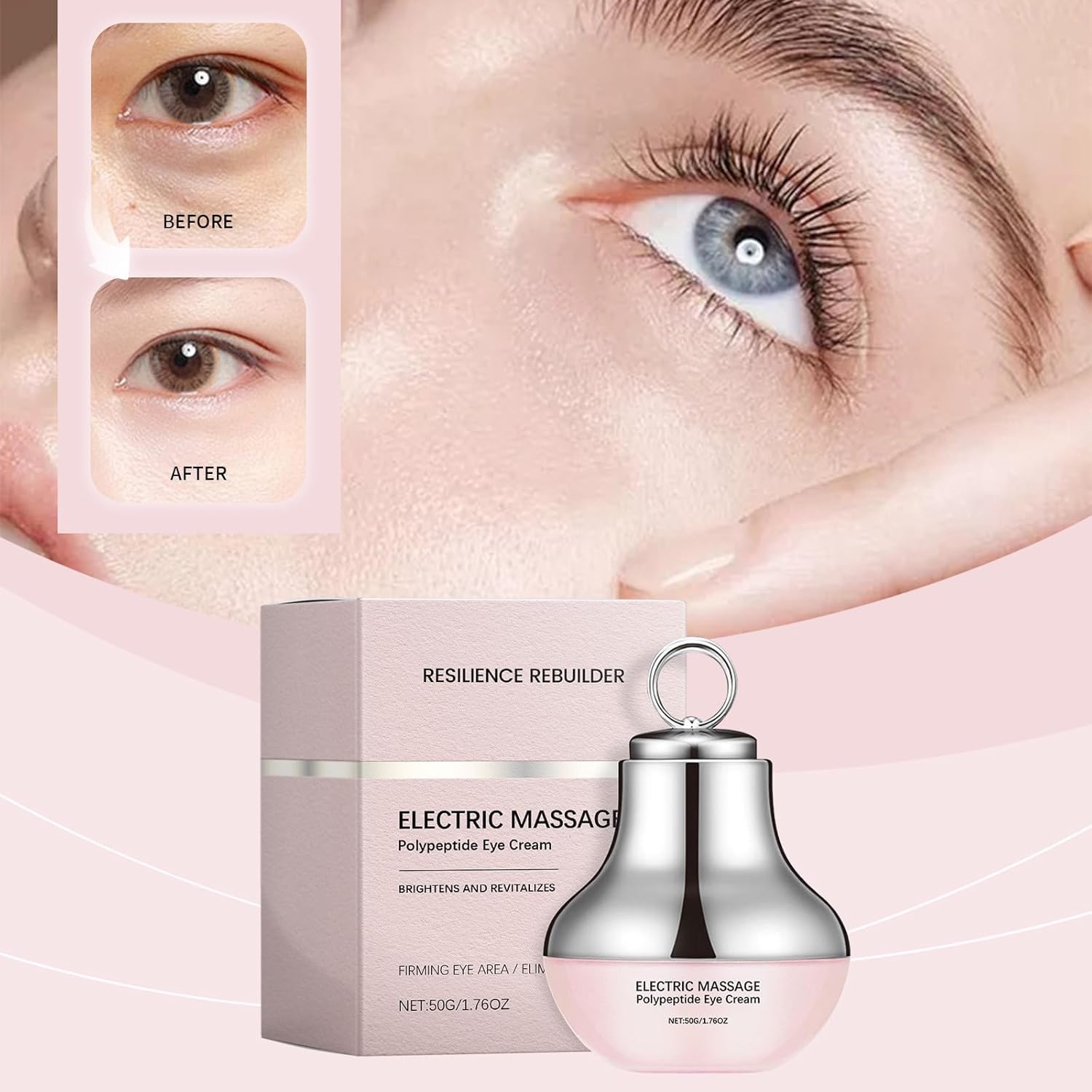 Electric Massage Eye Cream for Dark Circle Firm and Smooth of Fine Lines, Tired Eye Refreshment with Gentle Vibration - Image 2