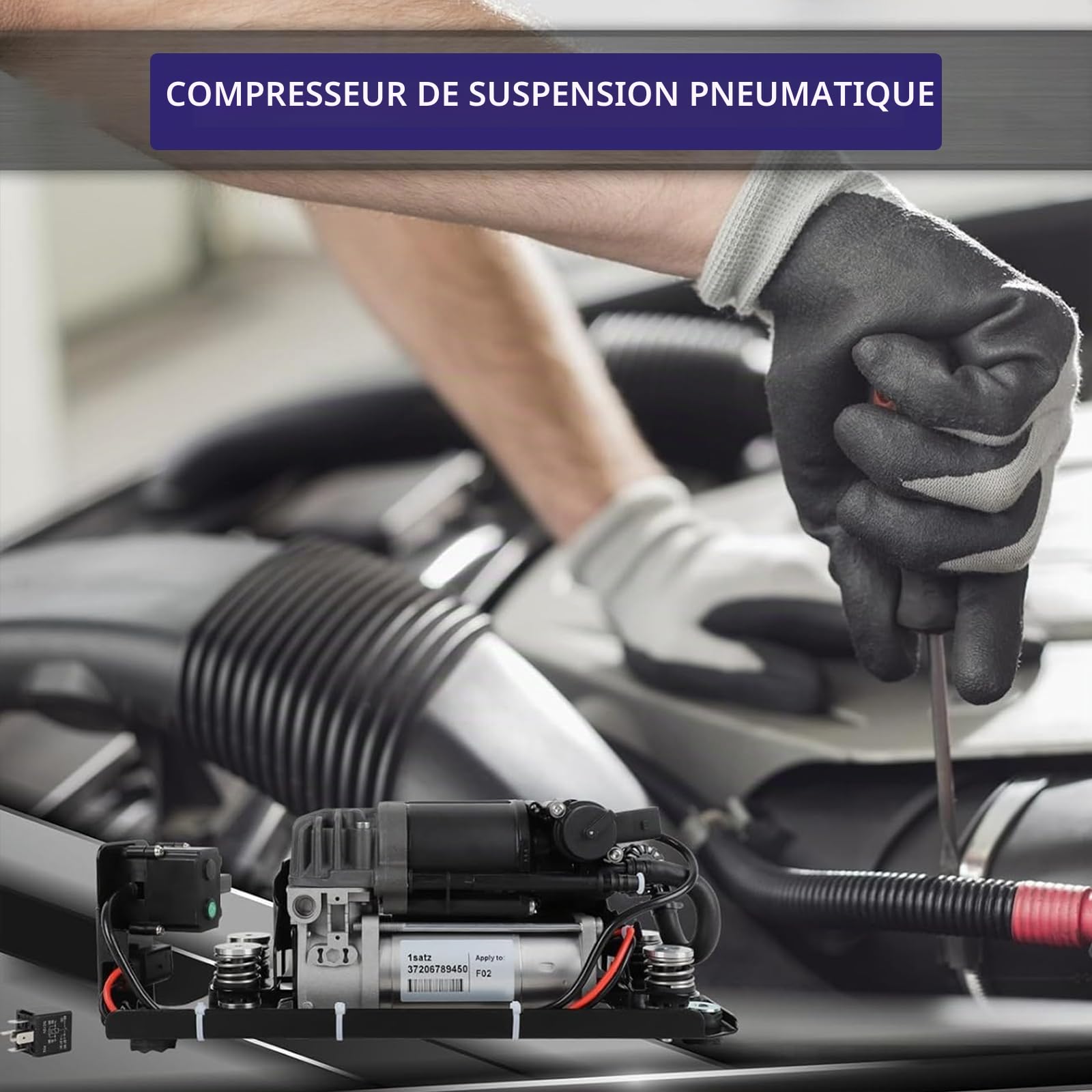 Électrovanne de Pompe de Compresseur de Suspension Pneumatique Compatible avec BM-W Série 5 Gran Turismo 2009-2016, BM-W série 5 Touring 2009, BM-W série 7 2008-2015, Remplacement pour 37206789450