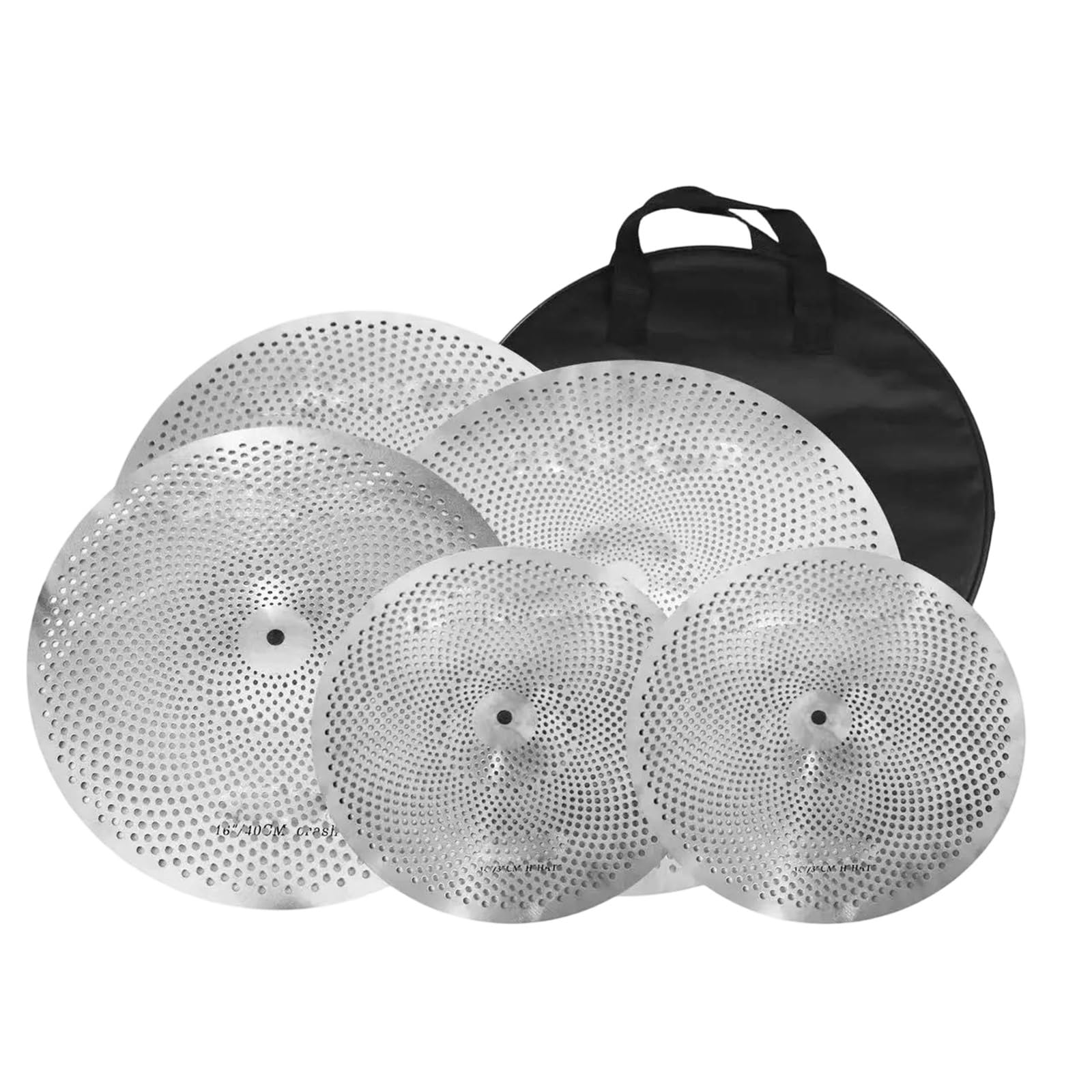 Profesjonalna Talerz Zestaw O Małej Objętości 14 Hi Hats 16/18 Crash 20 Calowy Talerz Ride 5 Sztuk Zestaw Wyciszenia Akcesoria Do Instrumentów Perkusyjnych(Silver)