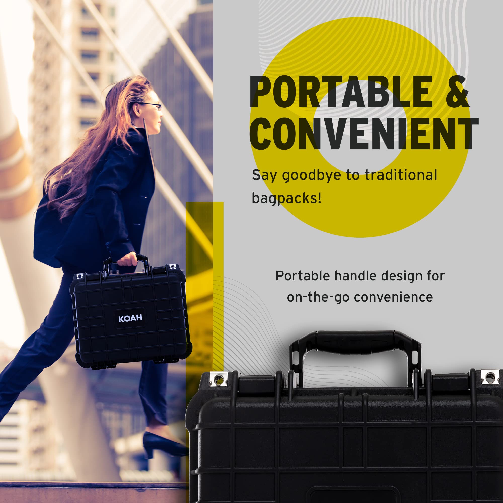Koah Funda rígida resistente a la intemperie con espuma personalizable (13 x 11 x 6 pulgadas)