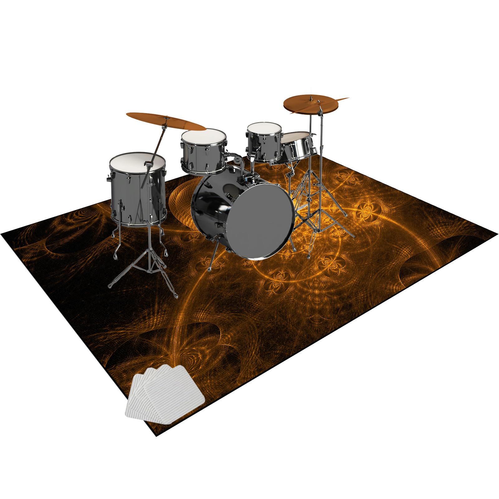 Tappeto professionale insonorizzato per batteria, antiscivolo, per batteria acustica ed elettronica, kit di bassi e rullanti, grande, rettangolare, 140 x 100 cm