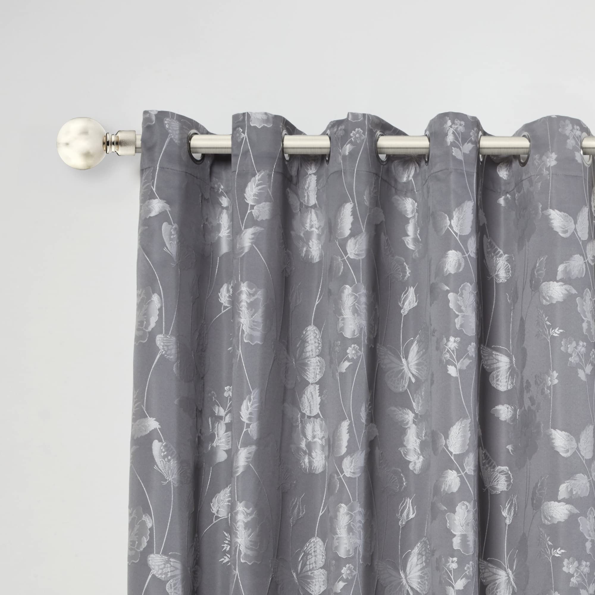 Julian Charles Silver Brushed Ball Extendable Curtain Pole - 1.2 - 2.1M