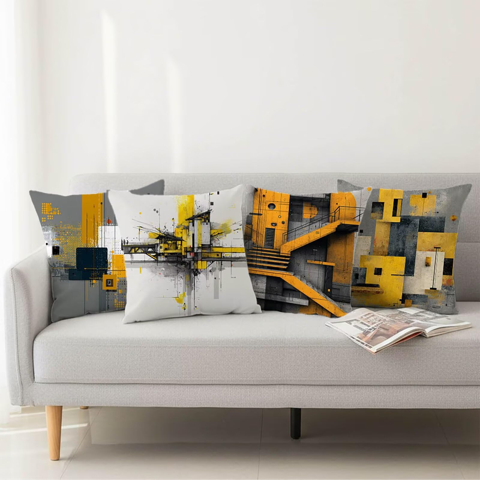 Kissenbezug 65x65 Outdoor Kissenbezug 65x65CM Doppelseitiger Druck Modern Deko Sofakissen Bezug Geometrie Quadrat Kopfkissen Bezug für Frühling Sofa Bett Deko, Geschenke für Frauen (Samt) BZ-18135