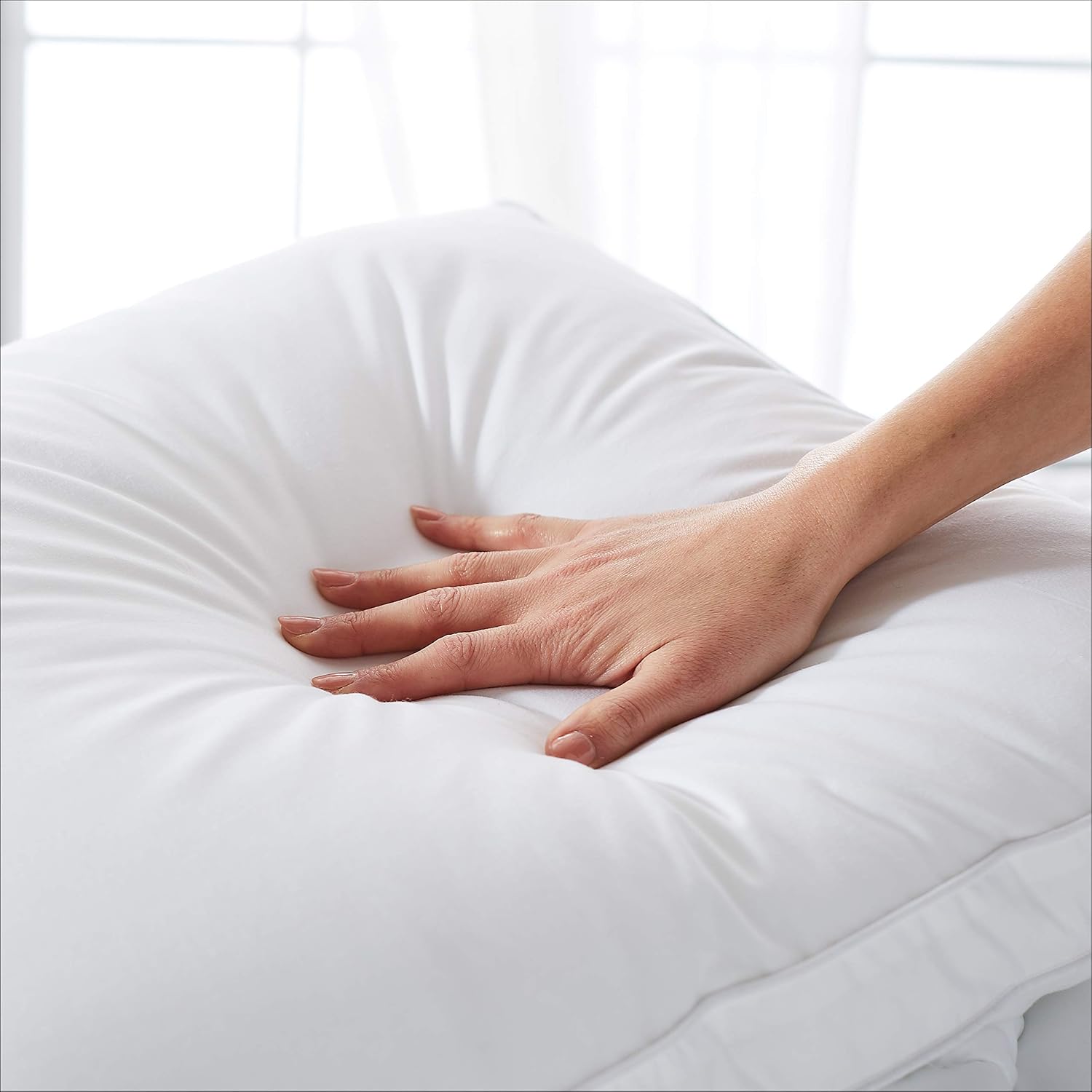 Amazon Basics Down-Alternative Gusseted Pillows with Cotton Shell - Pack of 2, Standard