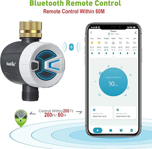 Miniatura 10 de RAINPOINT Temporizador de agua WiFi, temporizador de agua inalámbrico inteligente para jardín, controlador de sistema de riego, control remoto por