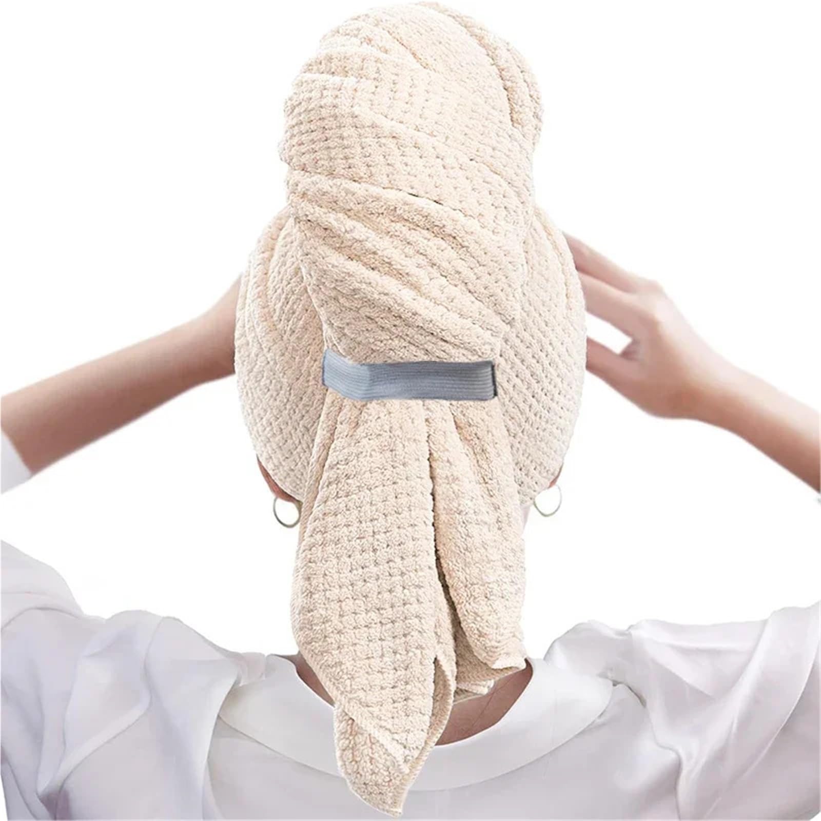 Serviette en microfibre cheveux kaki séchage ultra rapide anti-frisottis