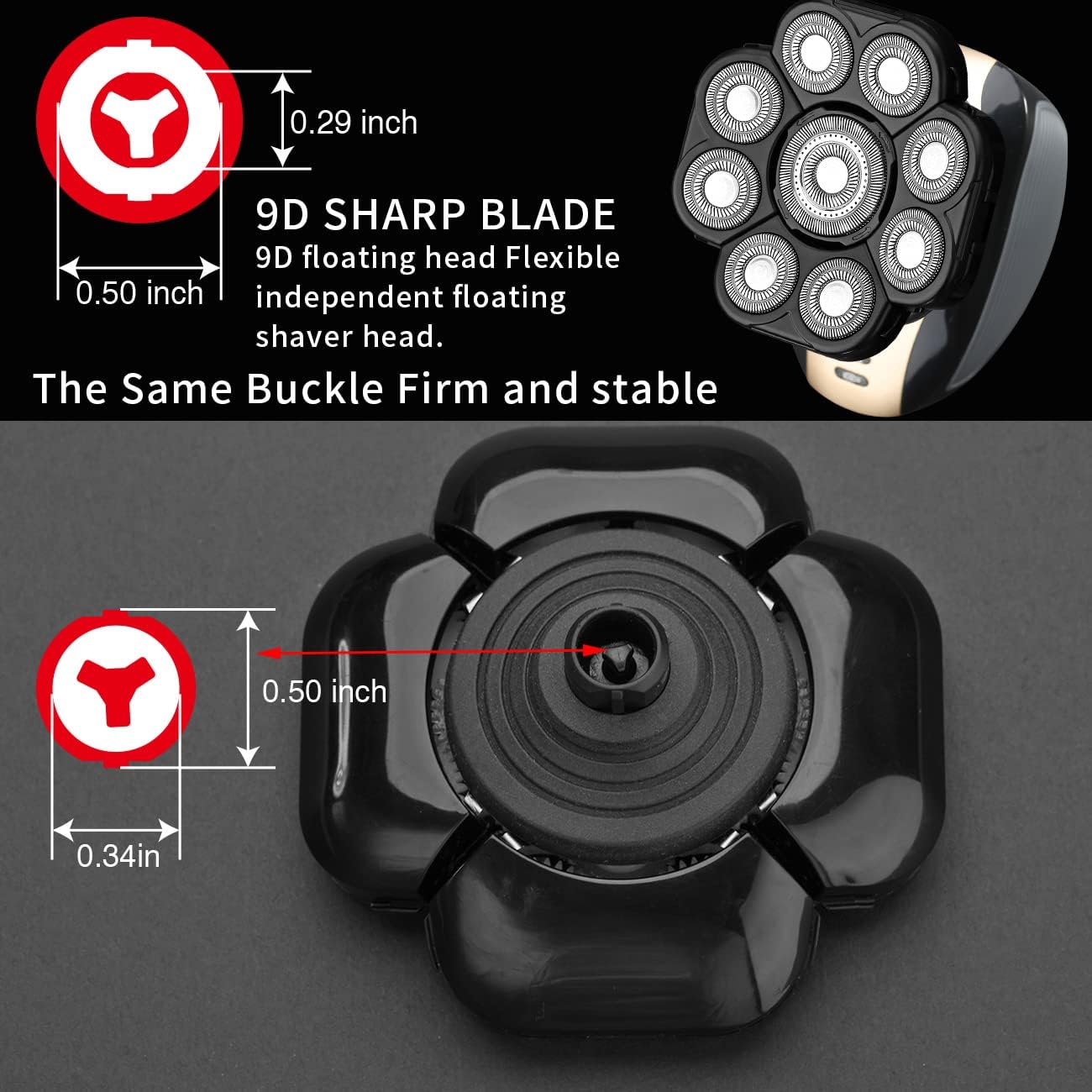 9 Blades Head Shaver Men's Electric Shaver Replacement Heads Universal Replacement Blade Head Electric Razor for Men