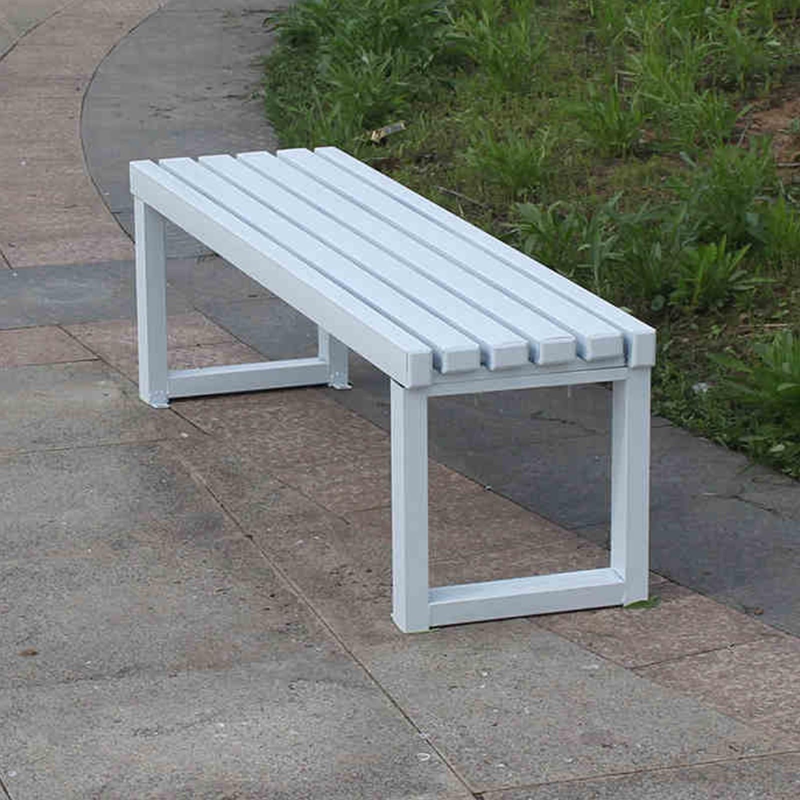 HARELA Outdoor Bench Garden Bench, Weatherproof Outdoor Backless Bench, Patio Dining Bench Front Porch Benches, Park Bench for Porch, Yard, Garden, 900 LBS Max Load(White,100cm/39.4in)