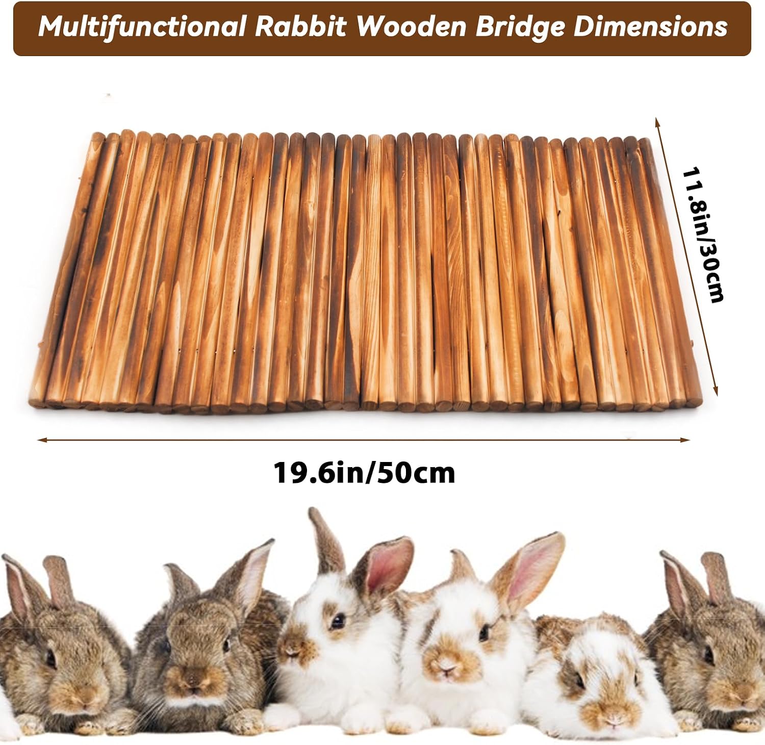 Large Bunny Wooden Hideout Bridge,Flexible Rabbit Tunnel Wood Small Animal Chew Climbing Toys Ladder Ramp Hut for Guinea Pig, Chinchillas, Hedgehogs, Ferrets, Rat(15.74 x 11.0 in) image 2