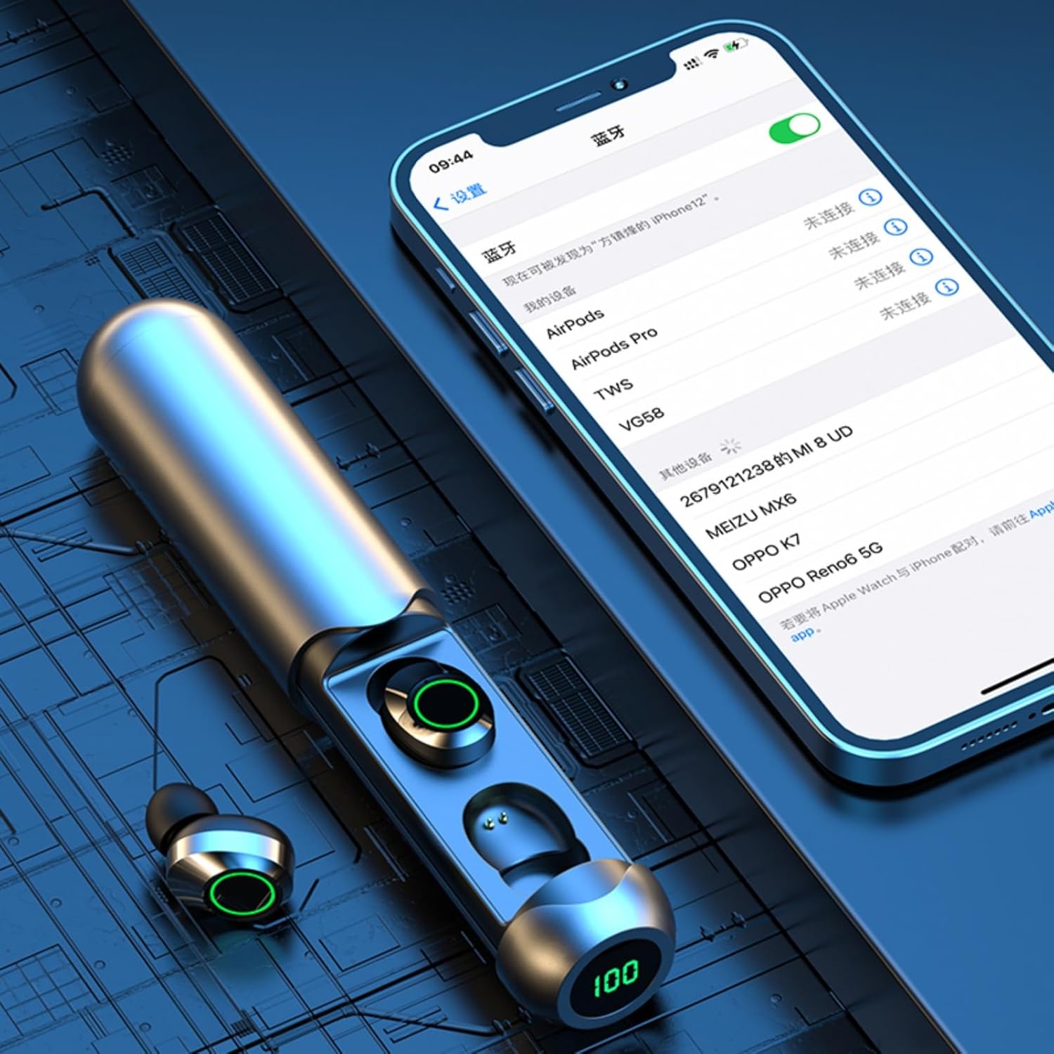 Wireless Earbuds, Bluetooth Earbuds in Ear Light-Weight Headphones Noise Cancelling Earbuds Ipx5 Waterproof Sweat Resistant with LED Display Charging Case for Workout Gym Office Black - Image 6