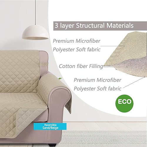 Miniatura 4 de U-NICE HOME Funda para sofá grande de 4 plazas, reversible, con correas elásticas, resistente al agua, para proteger muebles de perros u otras