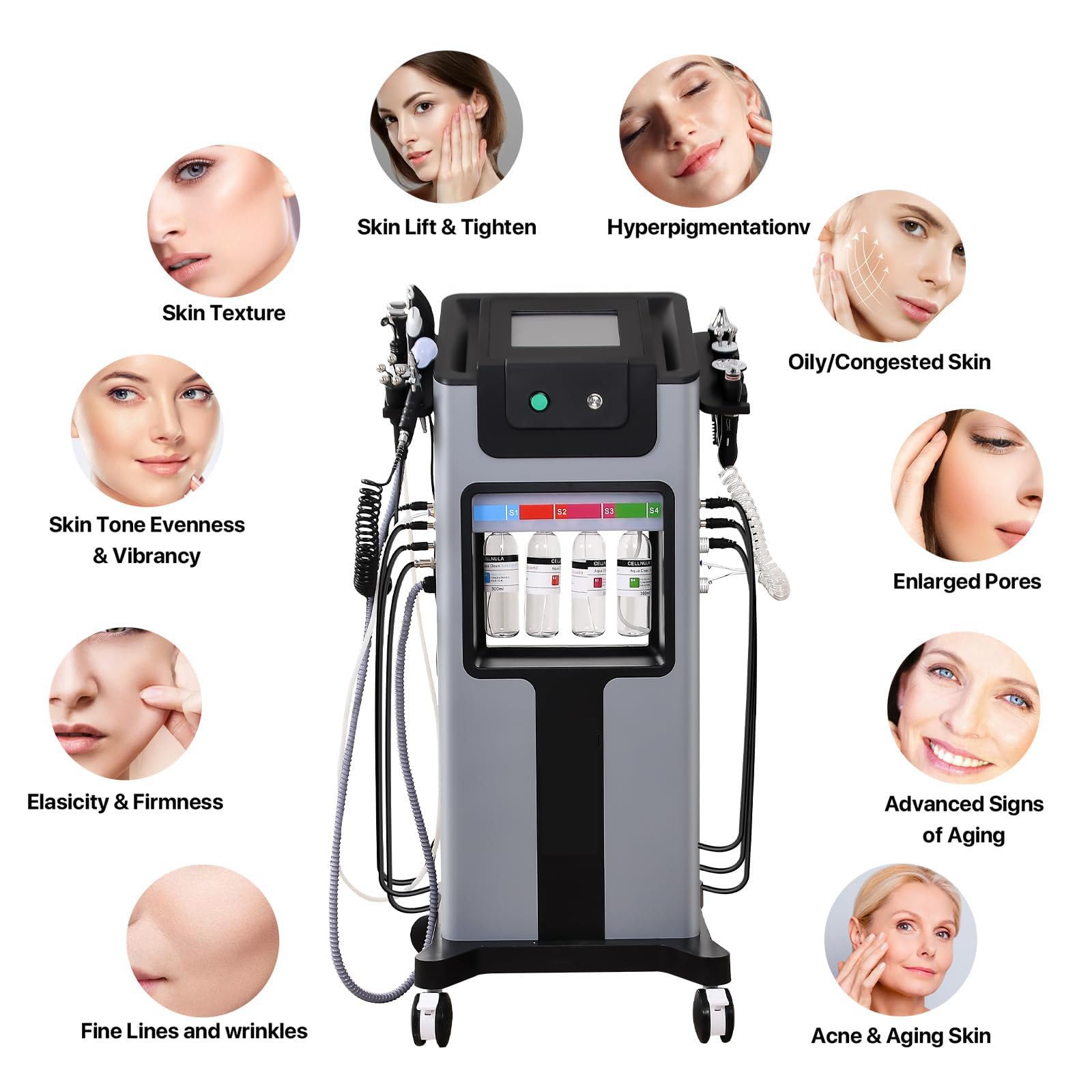 Professionelles 10-in-1 Hydro-Dermabrasionsgerät für die Gesichtsbehandlung: Tiefenreinigung, Hautverjüngung & Aqua-Peeling – Schönheitsausstattung für Zuhause, Spa und Kosmetikstudio