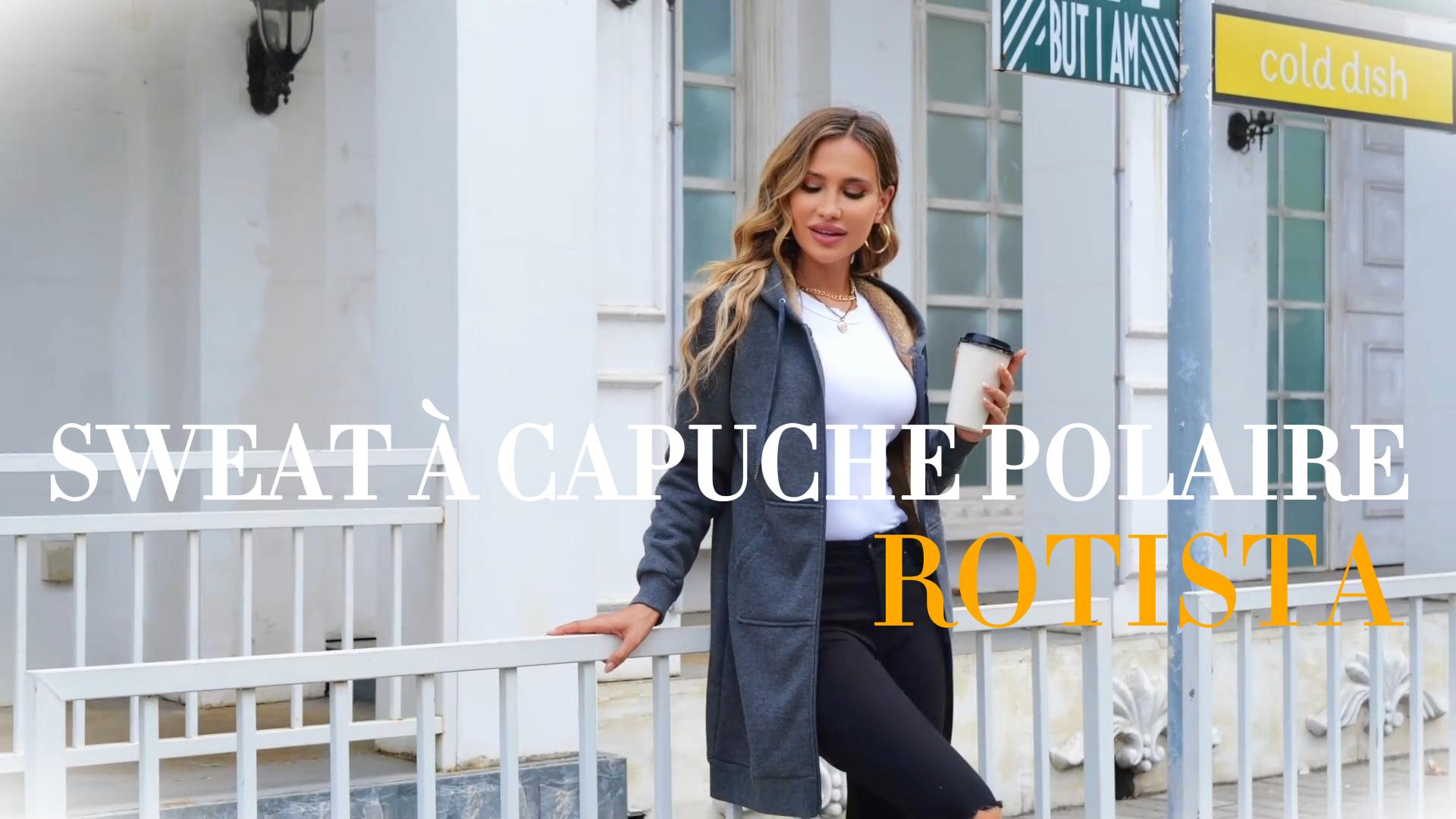 RITOSTA Sweat à Capuche Polaire Femme Zippé Long – Hoodie Chaud Doublure Peluche, Poches & Manches Longues Hiver Casual