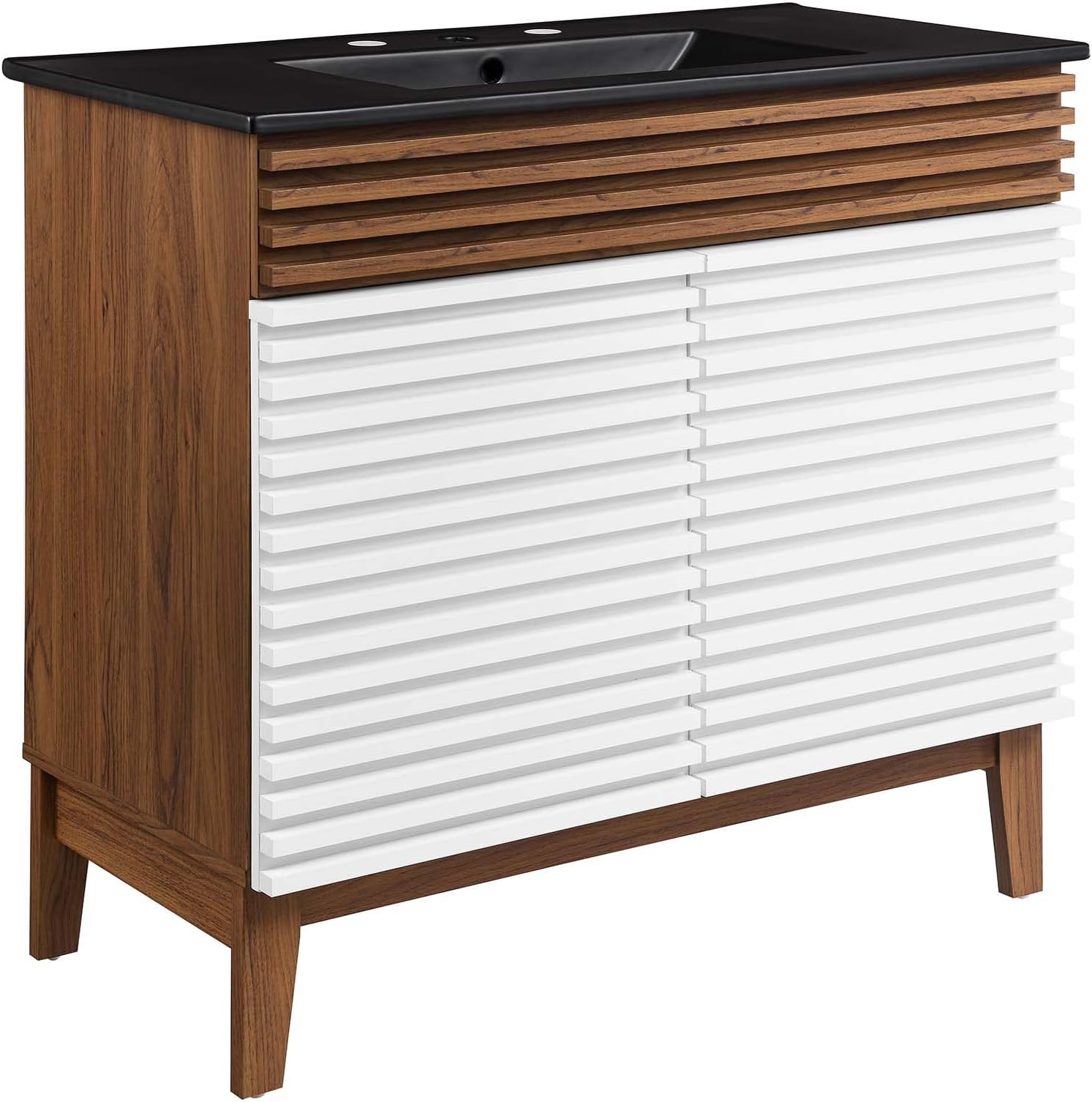 Render 36" Bathroom Vanity in White Walnut Black