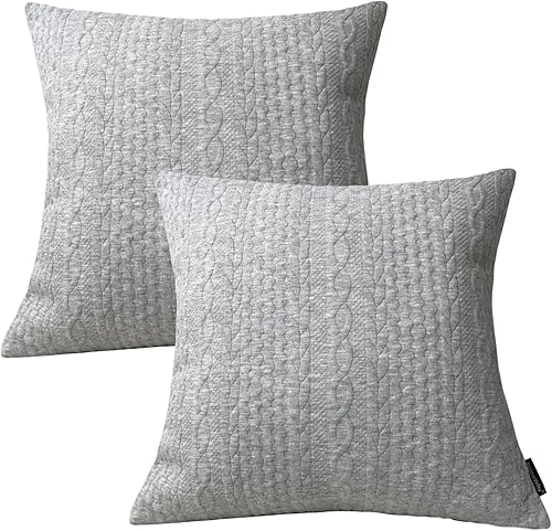 Miniatura 9 de Booque Valley Juego de 2 fundas de almohada decorativas, supersuaves, elegantes, modernas, color gris claro, fundas de almohada elásticas para sofá,