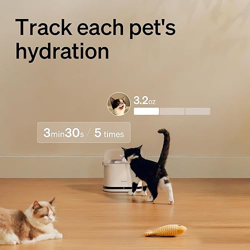 Miniatura 3 de PETLIBRO Fuente de agua RFID para gatos múltiples con reconocimiento de gatos y monitoreo de hidratación, dispensador de agua automático para gatos