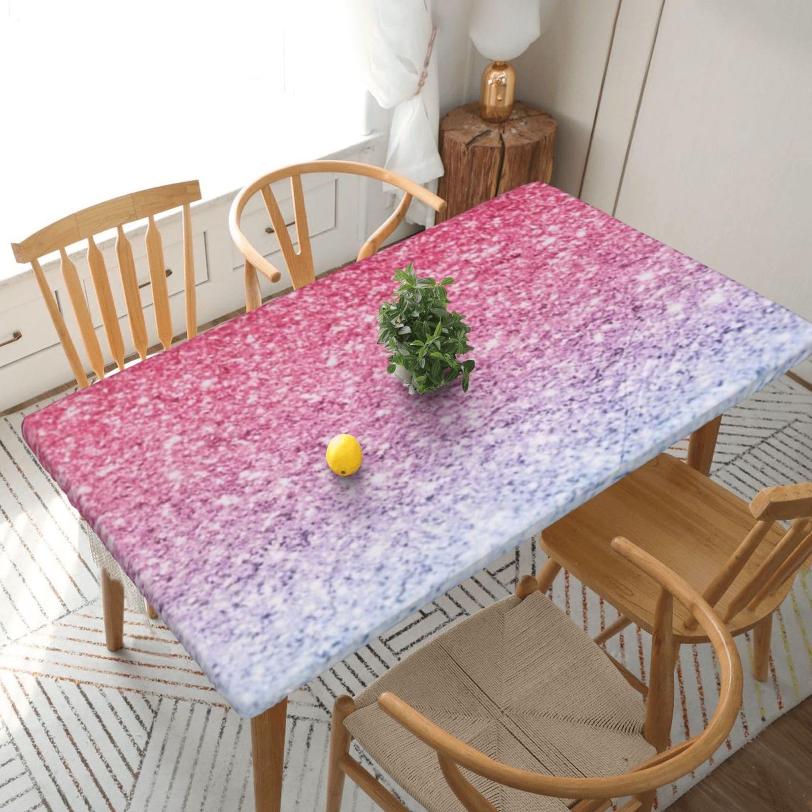 BNVSADC Blue Pink and Purple Pastel Colors Printed 5FT Tablecloth Polyester Kitchen Water Resistant Table Cloth Dining Table Decoration Table Covers, 152x76 CM